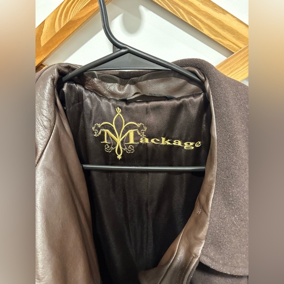 Mackage Women's Brown leather/wool/cashmere mix Coat - Picture 2 of 16